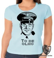 Baby look blusa feminina To de olho guarda policial vigilante - Foto 2