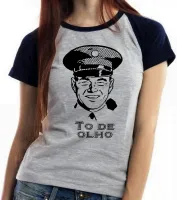 Baby look blusa feminina To de olho guarda policial vigilante - Foto 4