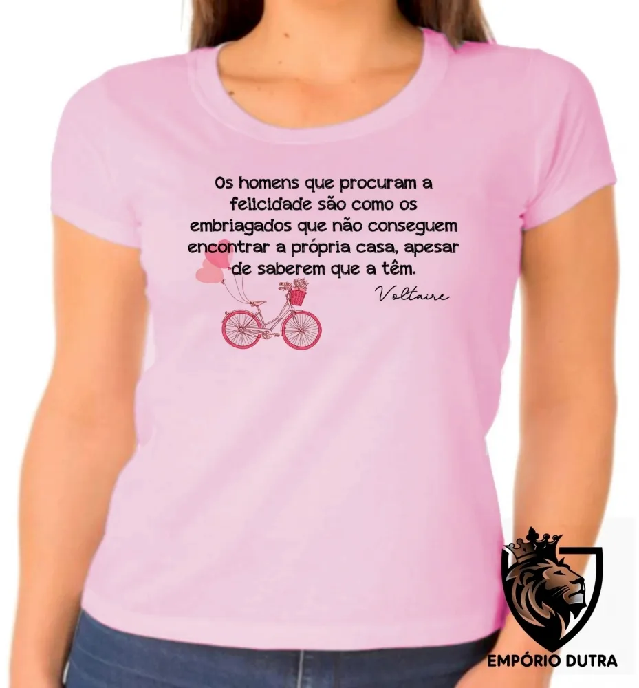 Baby look blusa feminina Voltaire felicidade