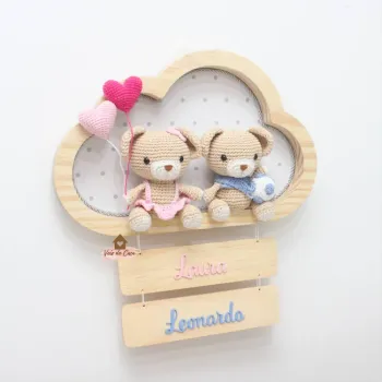 Ursinhos - Gêmeos - 2 balões + Bola - Nuvem G - Porta Maternidade - Foto 2