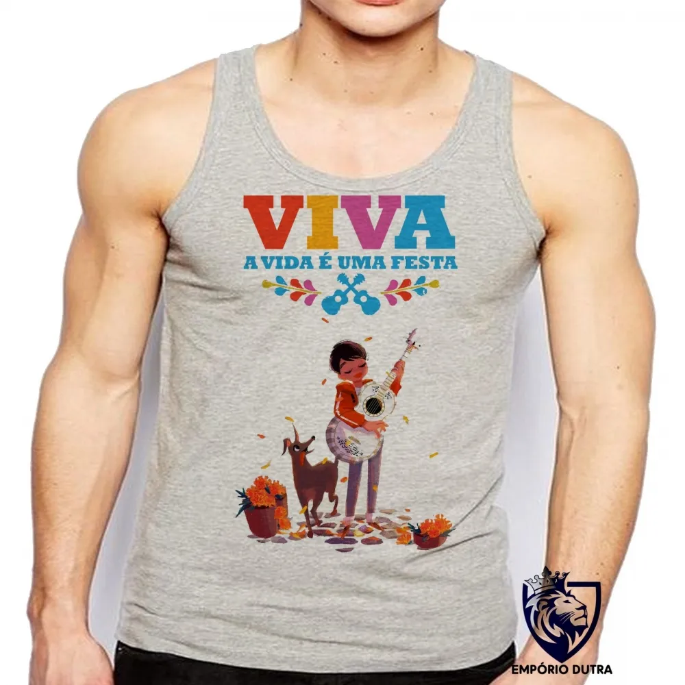 Camiseta Regata adulto ou infantil Vida é uma festa cachorro