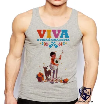 Camiseta Regata adulto ou infantil Vida é uma festa cachorro