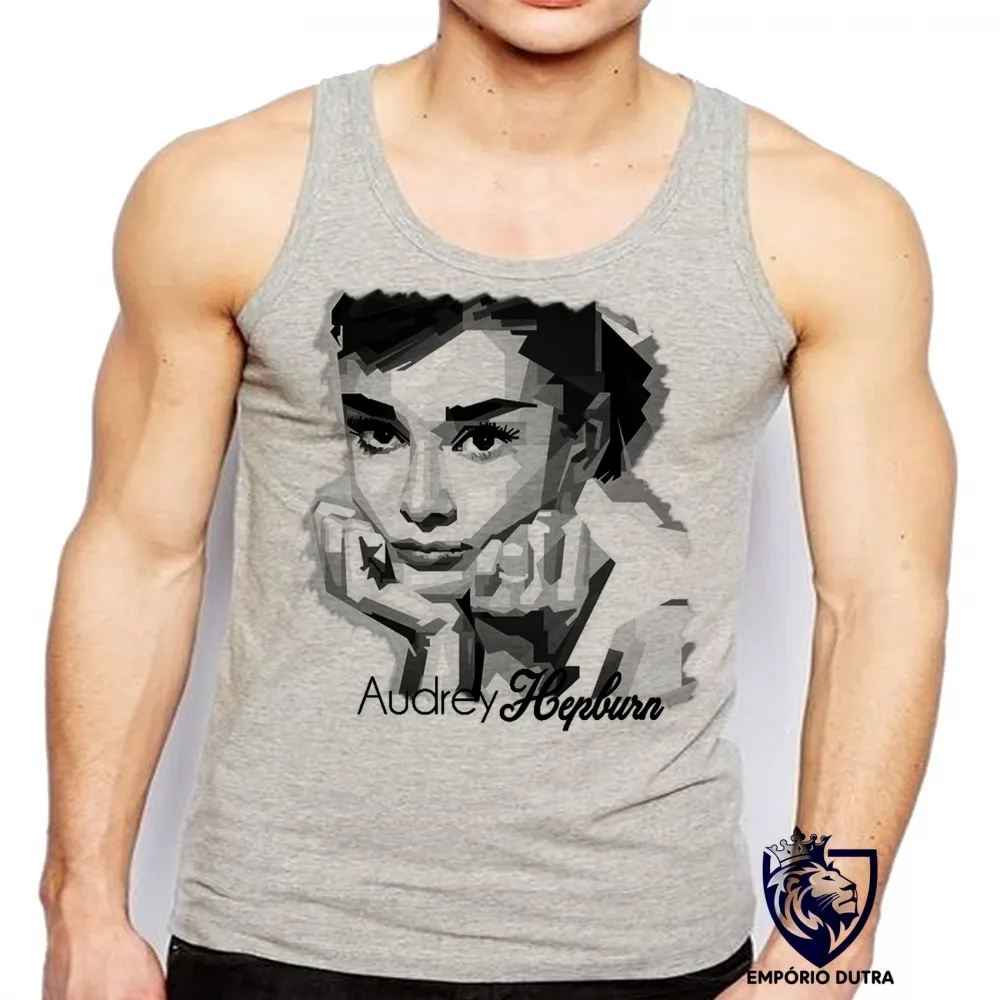 Camiseta Regata adulto ou infantil Audrey Hepburn atriz america Imagem