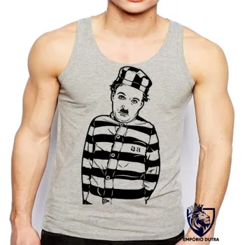 Camiseta Regata adulto ou infantil charlie chaplin ator antigo preso prisão