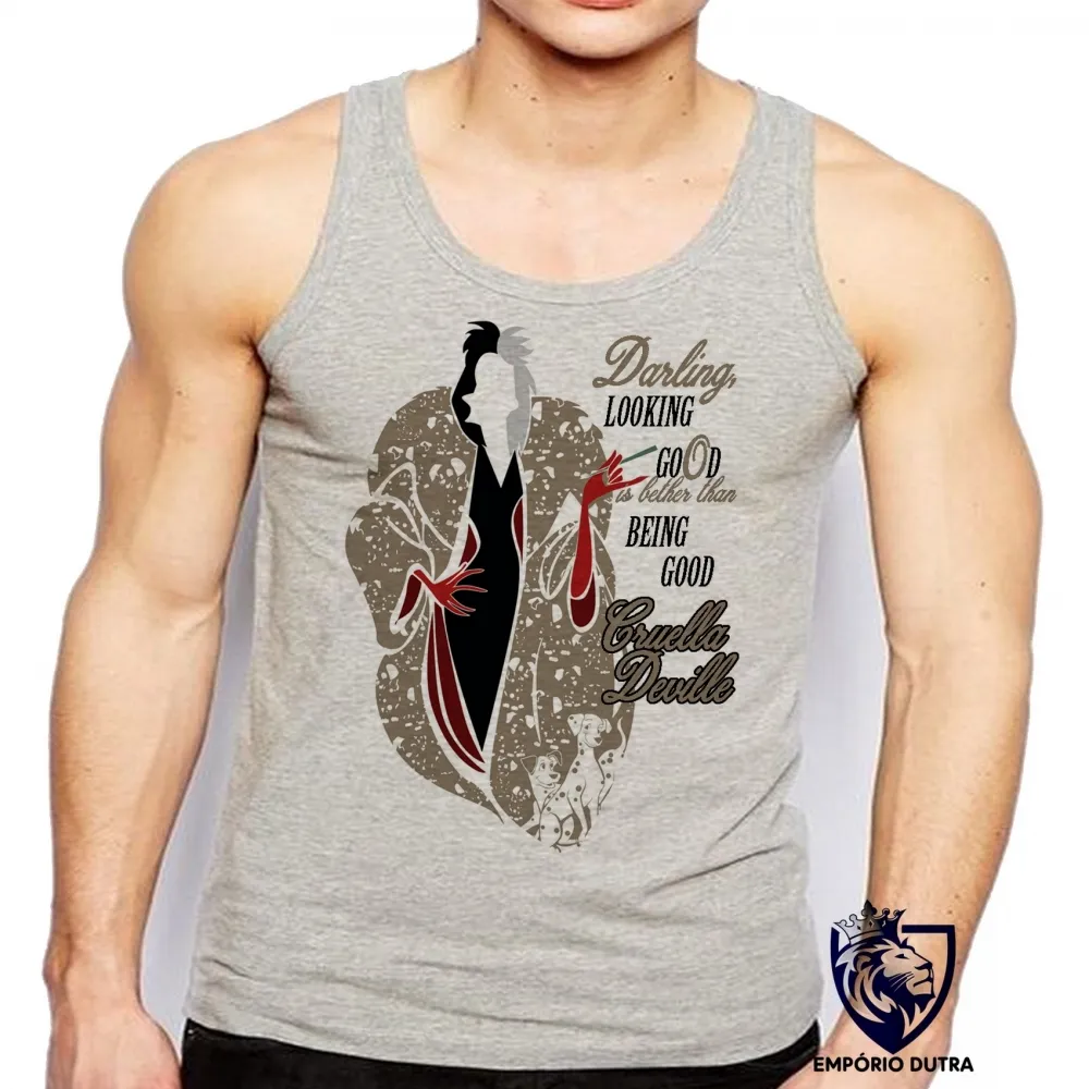 Camiseta Regata adulto ou infantil Cruella Deville Looking 101 dalmatas good