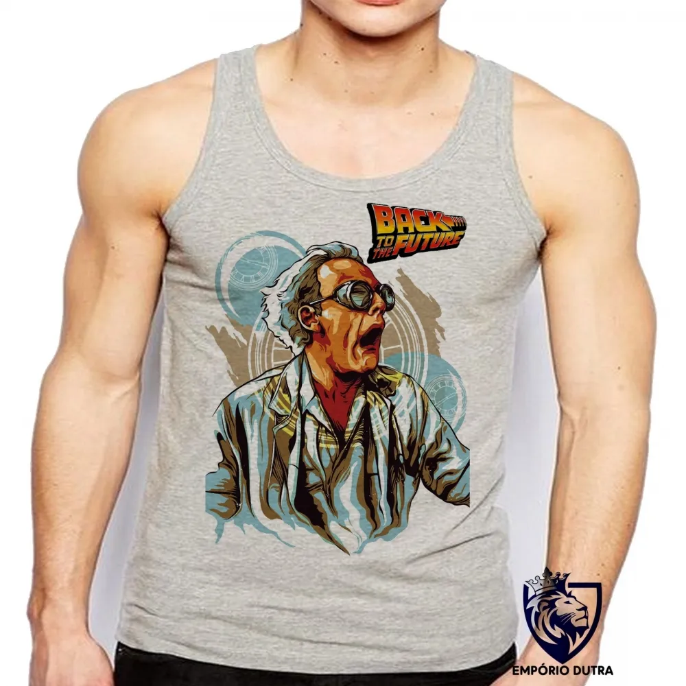 Camiseta Regata adulto ou infantil De volta para o futuro Dr Brown