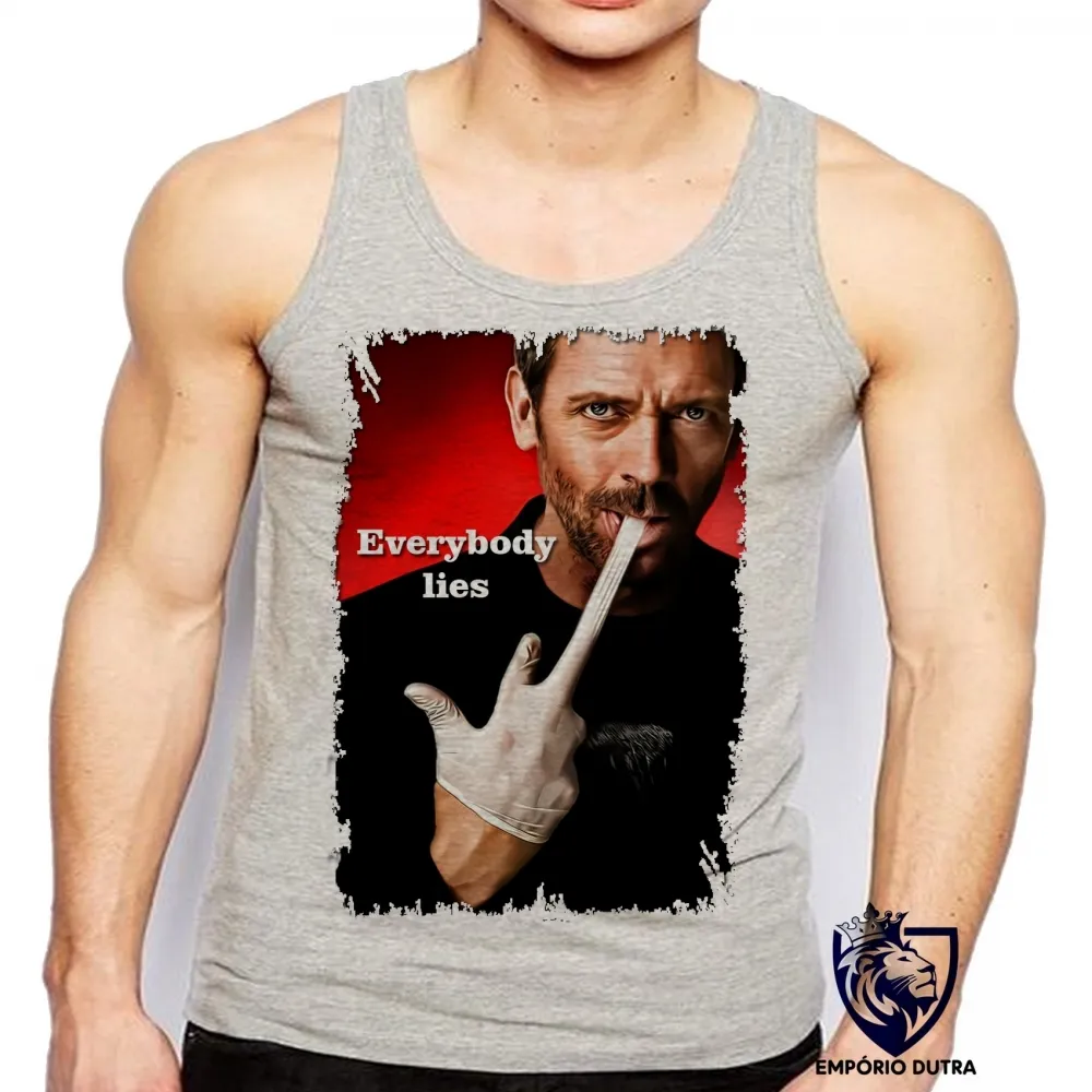 Camiseta Regata adulto ou infantil Dr House Everybody lies