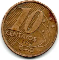 1999 - 10 Centavos - Moeda Brasil - C/ Danos