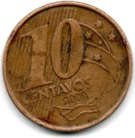 2000 - 10 Centavos - Moeda Brasil - C/ Danos
