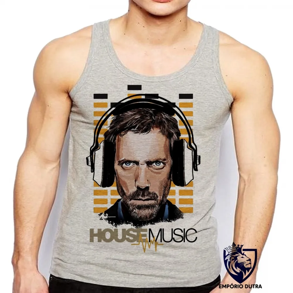 Camiseta Regata adulto ou infantil Dr House musica dj