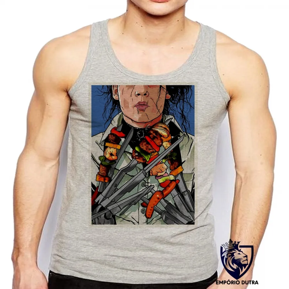 Camiseta Regata adulto ou infantil Edward Mãos de tesoura churrasco Imagem