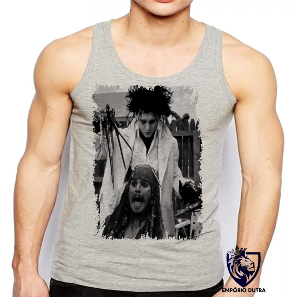 Camiseta Regata adulto ou infantil Edward mãos de tesoura jack sparrow