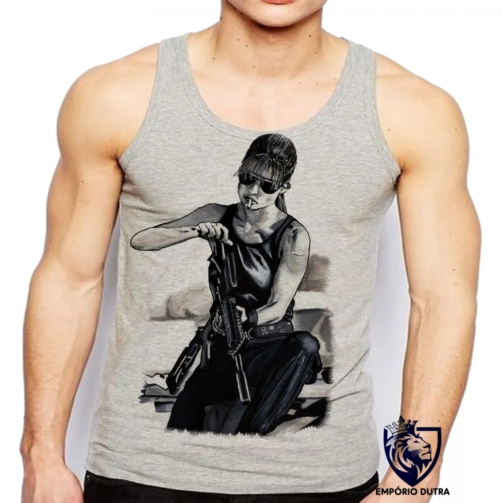 Camiseta Regata adulto ou infantil exterminador do futuro Sarah Connor