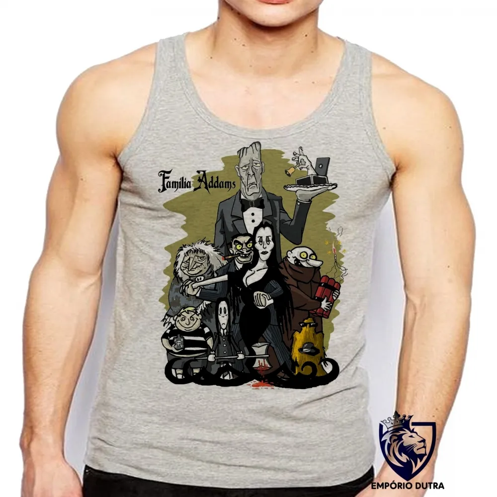 Camiseta Regata adulto ou infantil Família Addams pintura seriado