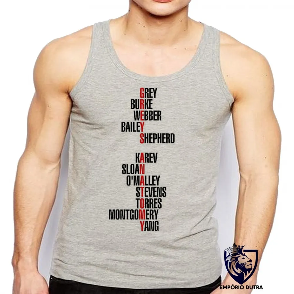 Camiseta Regata adulto ou infantil Greys Anatomy seriado palavras