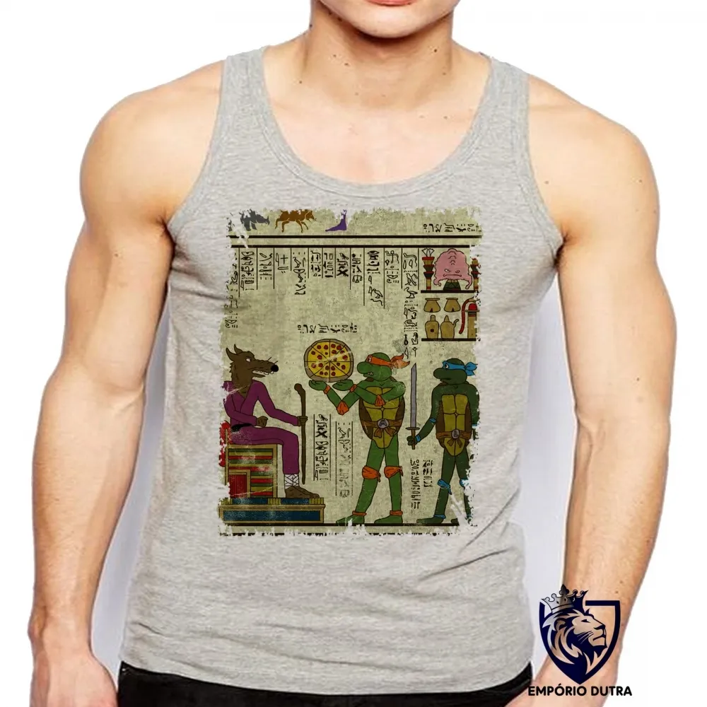 Camiseta Regata adulto ou infantil hieróglifos Tartarugas Ninjas Imagem