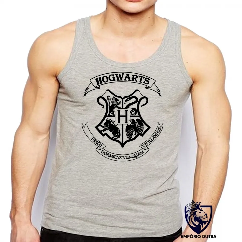 Camiseta Regata adulto ou infantil Hogwarts harry potter símbolo preto