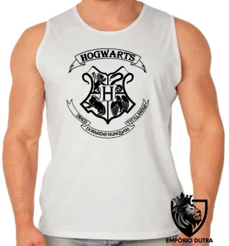 Camiseta Regata adulto ou infantil Hogwarts harry potter símbolo preto - Foto 2