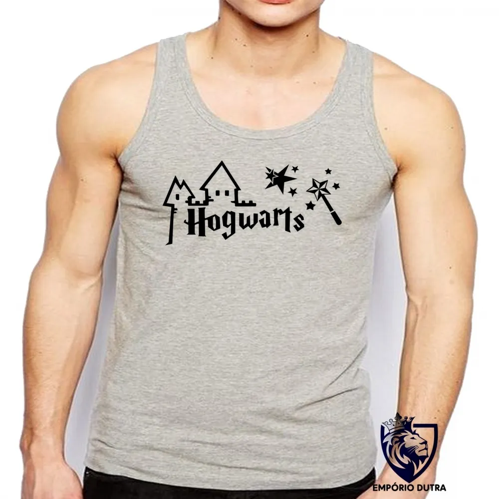 Camiseta Regata adulto ou infantil Hogwarts harry potter varinha estrelas Imagem