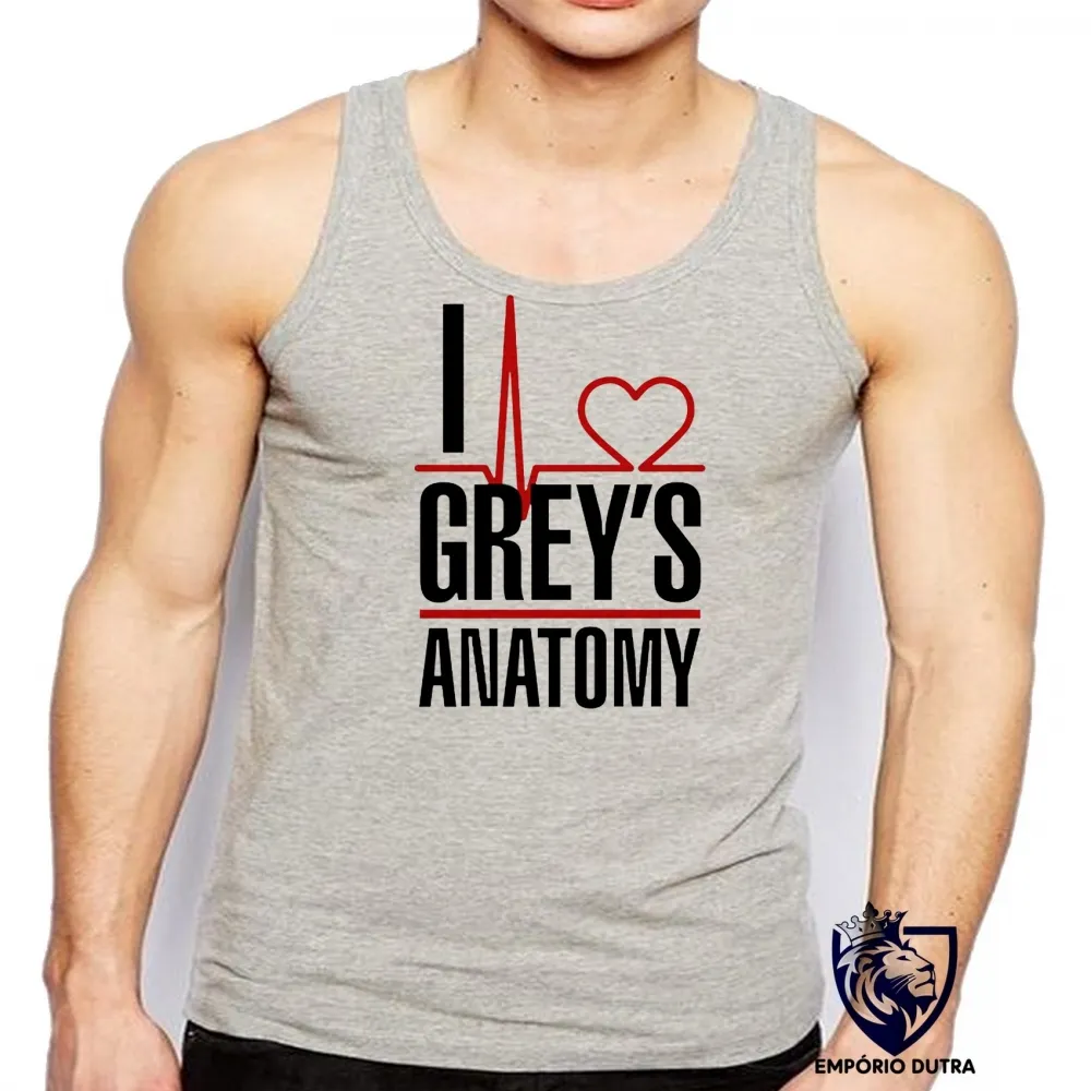 Camiseta Regata adulto ou infantil I love Greys Anatomy serie Imagem