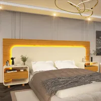 Cabeceira Box Innova Casal/queen/king com Led + 2 cabeceiras 2.72 - Foto 3