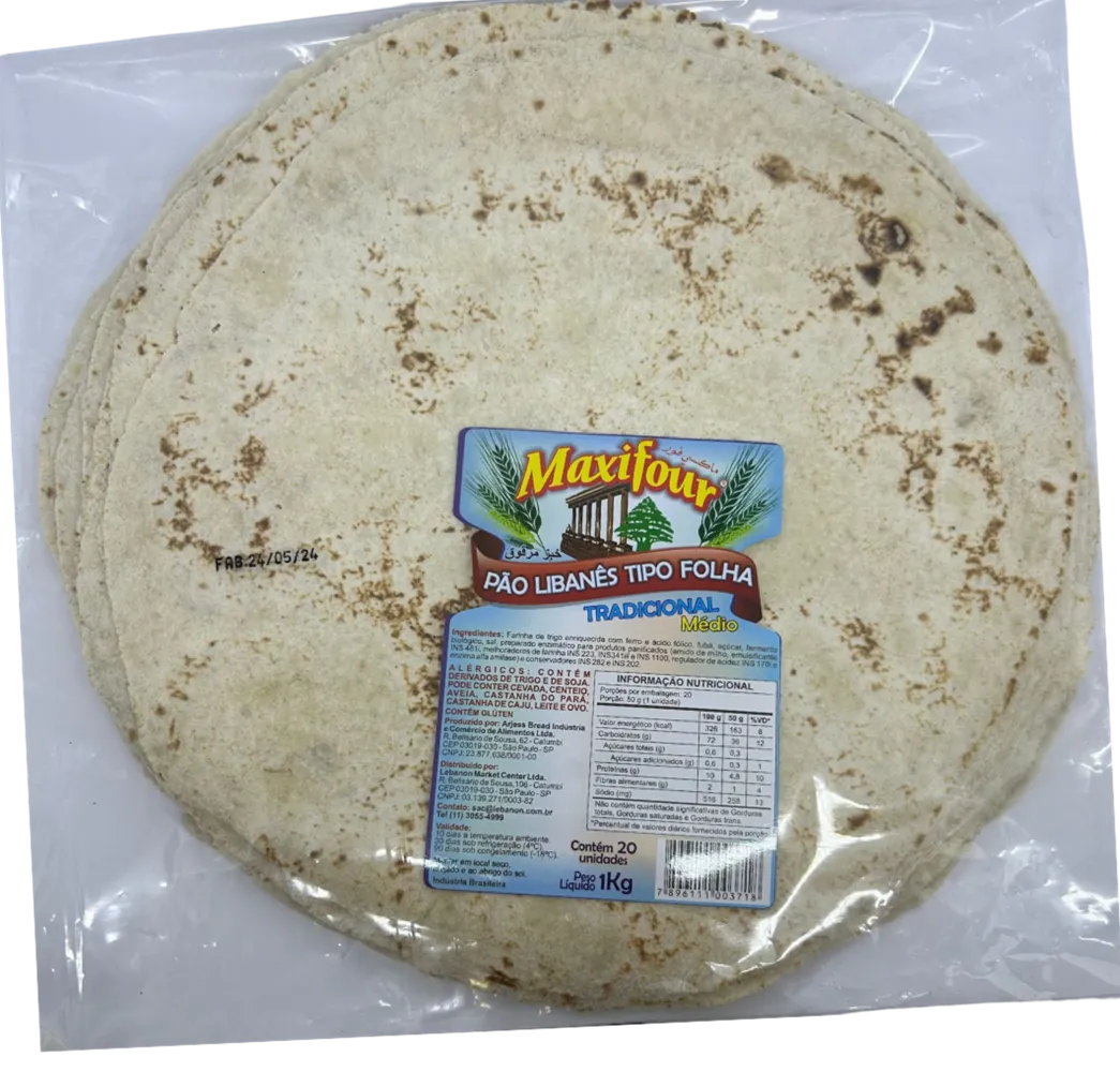 PÃO TIPO FOLHA TRADICIONAL PCT 1KG C/20UN MED Imagem