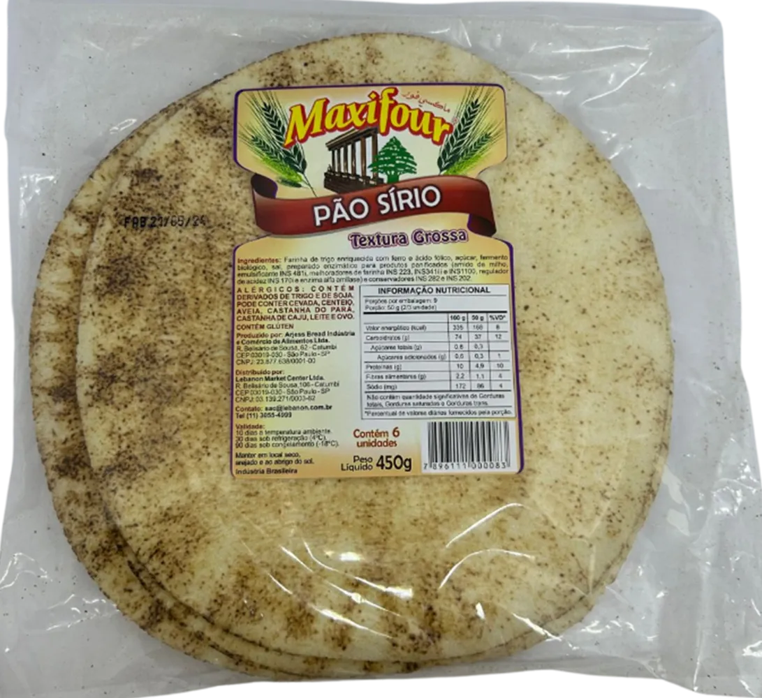 PÃO SÍRIO MAXIFOUR 450G C/6