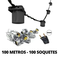 Varal De Luzes Festao Gambiarra Cordao de 100 Metros para 100 Lampadas VERDE - Foto 8