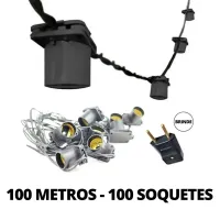 Varal De Luzes Festao Gambiarra Cordao de 100 Metros para 100 Lampadas VERDE - Foto 8