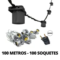Varal De Luzes Festao Gambiarra Cordao de 100 Metros para 100 Lampadas BRANCO - Foto 8