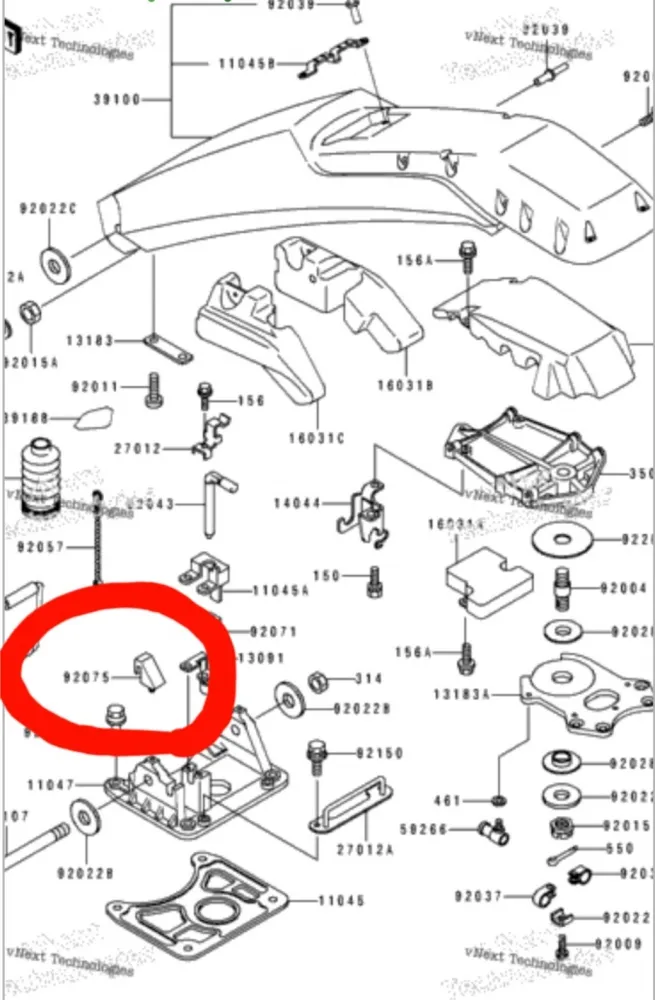 Batente de Borracha Coxim Braço Handlepole Jet Ski Kawasaki SX650 92075-3742 Imagem