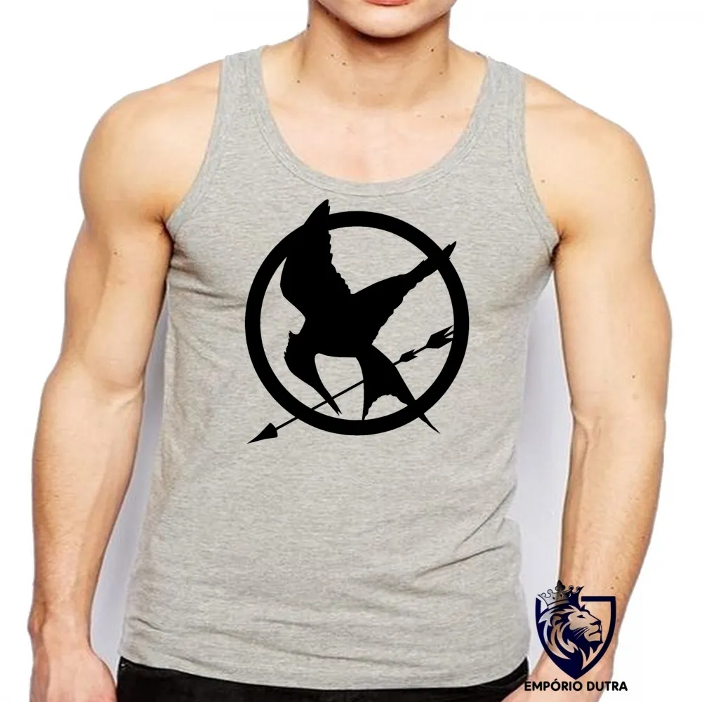 Camiseta Regata adulto ou infantil Jogos Vorazes tordo preto Imagem