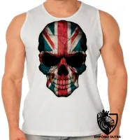 Camiseta Regata adulto ou infantil justiceiro caveira inglaterra bandeira - Foto 2