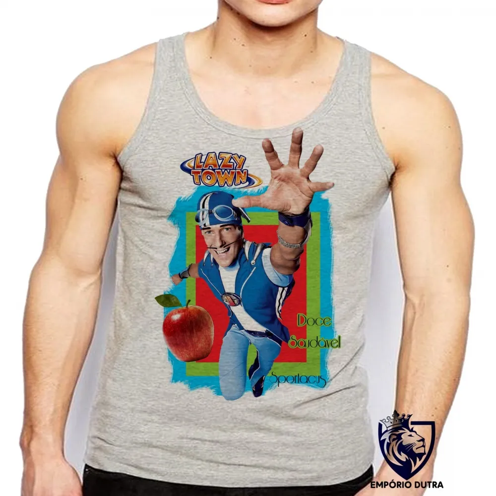 Camiseta Regata adulto ou infantil Lazy Town Sportacus maçã saudavel Imagem