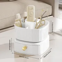 Porta Pincéis de Maquiagem Giratório 360° Com Gaveta - Branco  - Foto 5