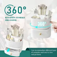 Porta Pincéis de Maquiagem Giratório 360° Com Gaveta - Branco  - Foto 8