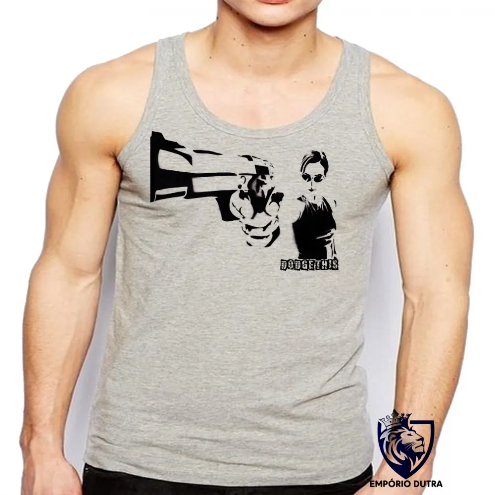 Camiseta Regata adulto ou infantil Matrix Trinity arma pistola