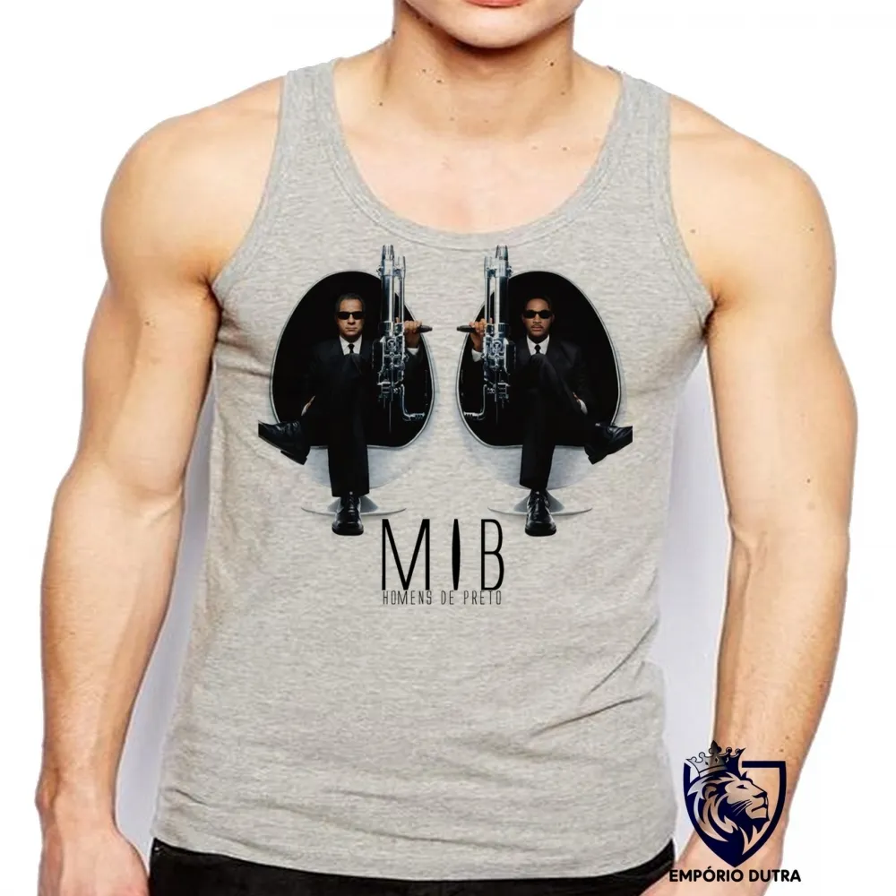 Camiseta Regata adulto ou infantil MIB homens preto will smith filme cinema
