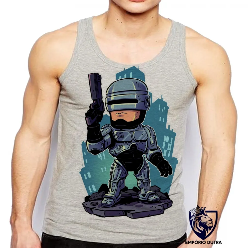 Camiseta Regata adulto ou infantil ROBOCOP robo policial futuro