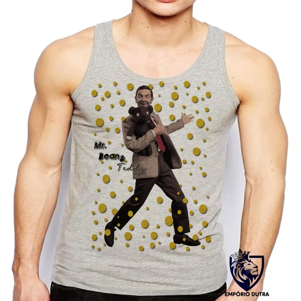 Camiseta Regata adulto ou infantil Mr. Bean and Teddy