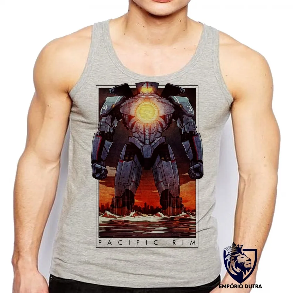 Camiseta Regata adulto ou infantil Pacific Rim circulo de fogo robo Imagem