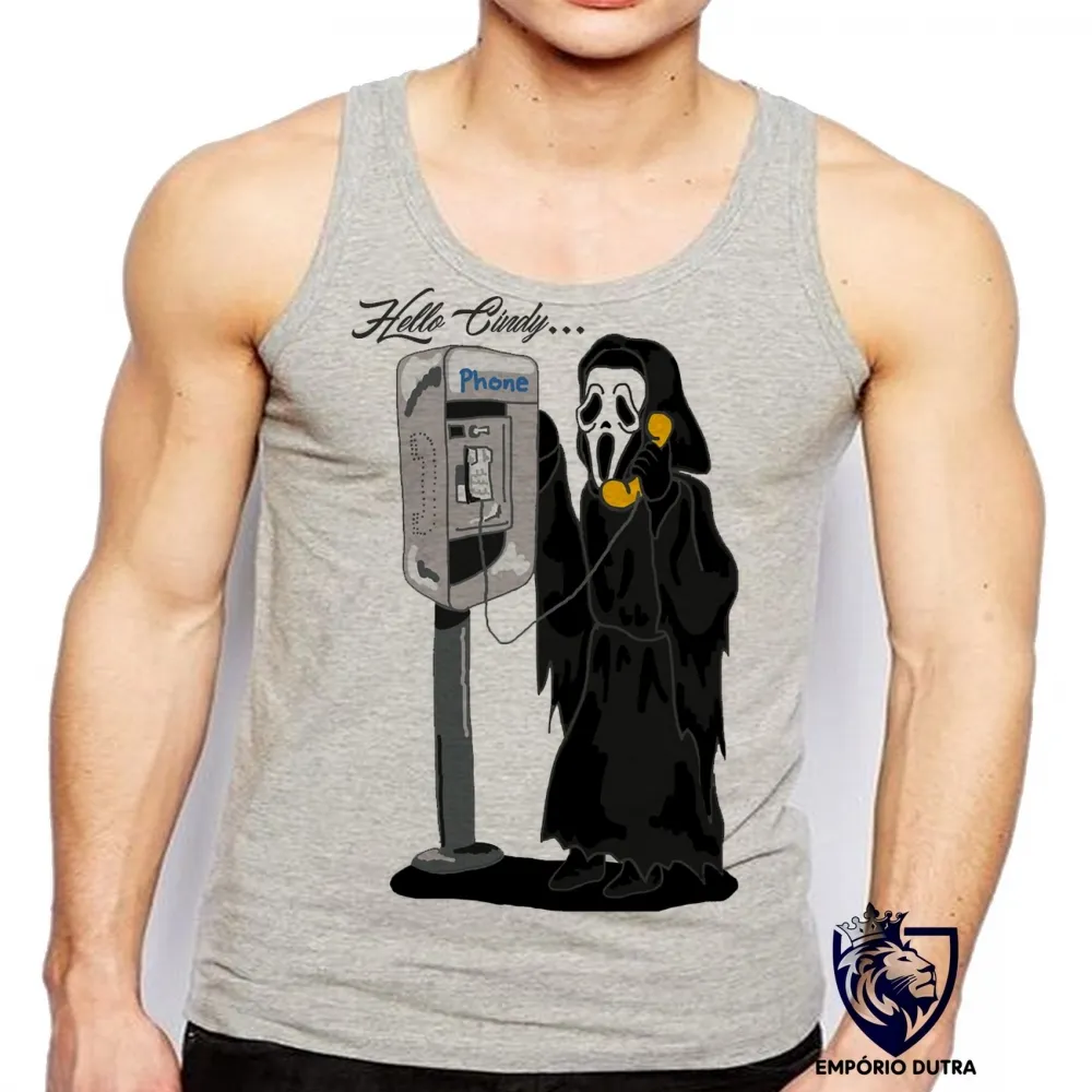Camiseta Regata adulto ou infantil Pânico terror Hello Cindy telefone orelhão
