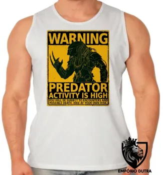 Camiseta Regata adulto ou infantil predador alien warning perigo cartaz - Foto 2
