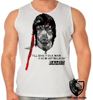 Camiseta Regata adulto ou infantil Rambo faixa vermelha Sylvester Stallone - Foto 2