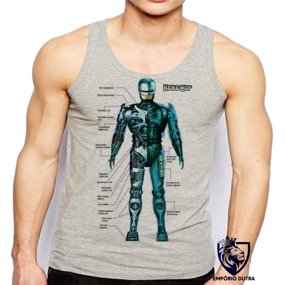 Camiseta Regata adulto ou infantil Robocop policia arma armadura