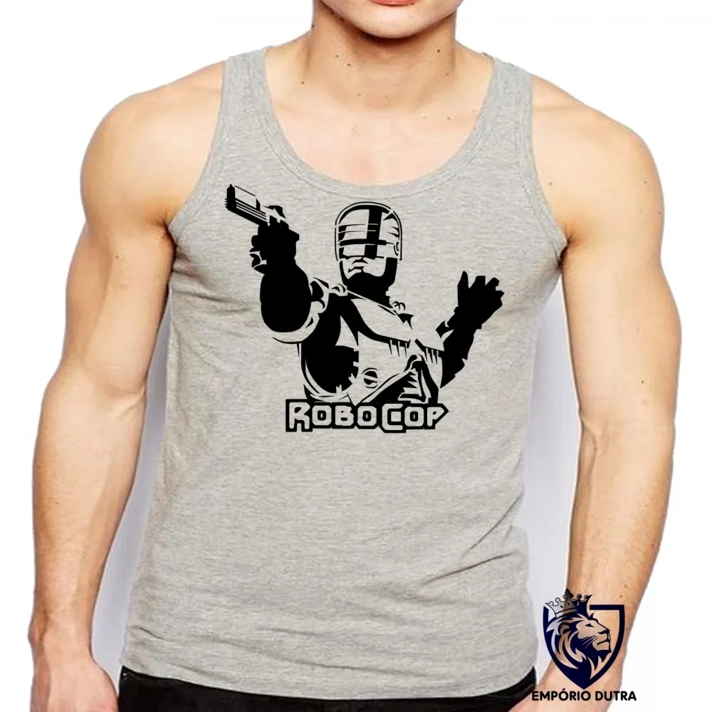 Camiseta Regata adulto ou infantil Robocop policia arma pistola robo
