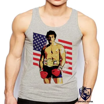 Camiseta Regata adulto ou infantil Rocky bandeira boxe
