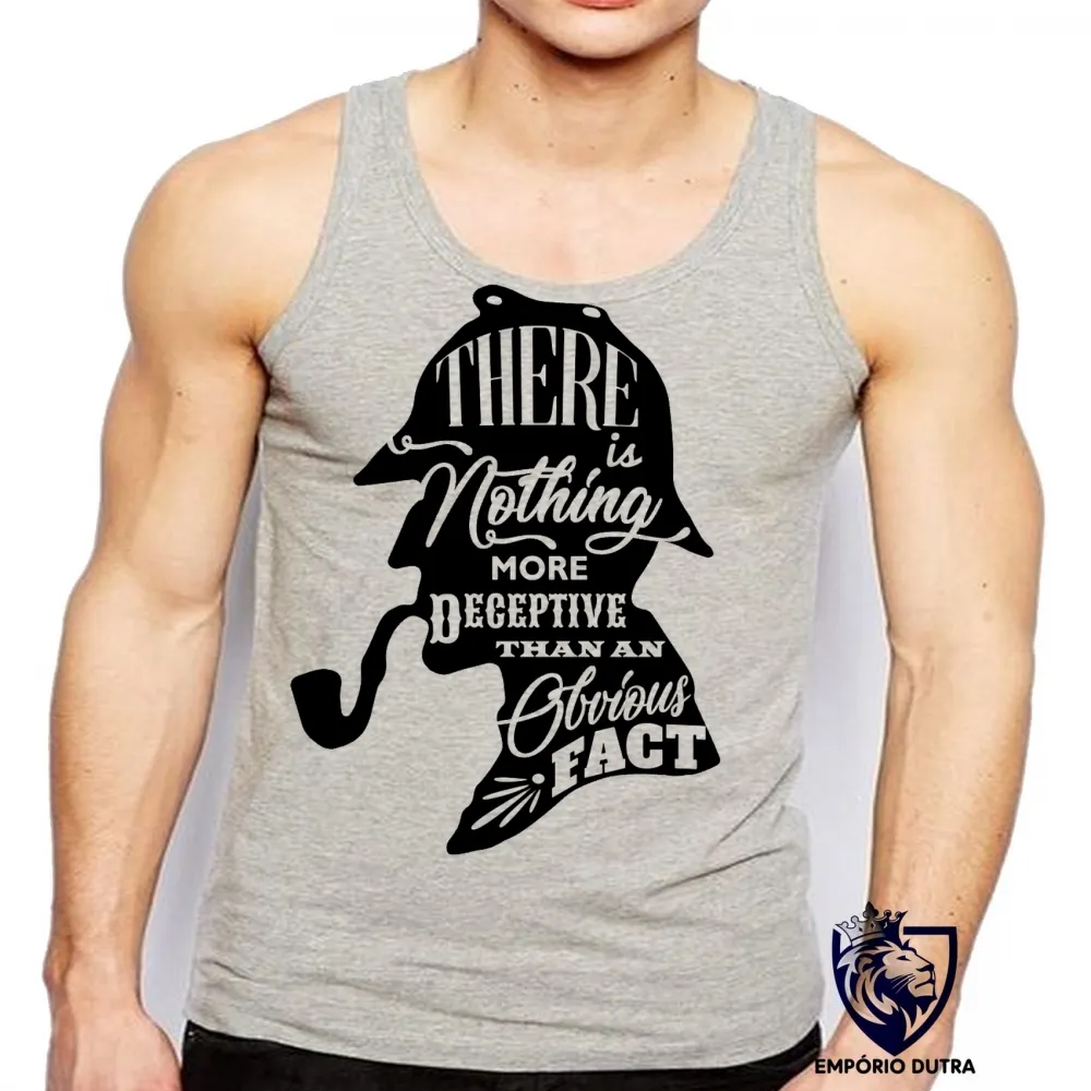 Camiseta Regata adulto ou infantil Sherlock Holmes cachimbo Imagem