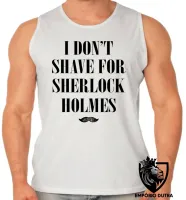 Camiseta Regata adulto ou infantil Sherlock Holmes I don't shave - Foto 2