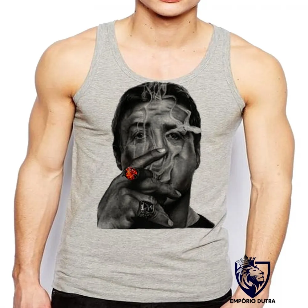 Camiseta Regata adulto ou infantil Sylvester Stallone rambo os Mercenarios charuto